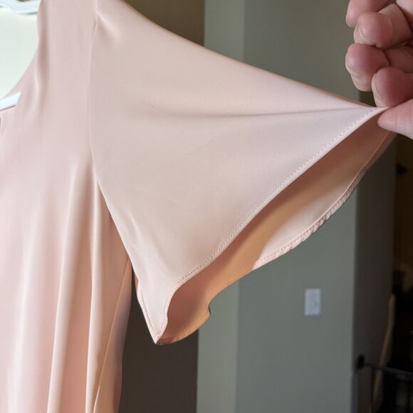 Amanda Uprichard Light Baby Pink Mini Shift Dress V Neck Small Flutter Sleeves - Picture 3 of 8